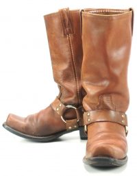 Vintage Biker Motorcycle Harness Boots Boho Square Toes Oil Resistant Womens 9.5