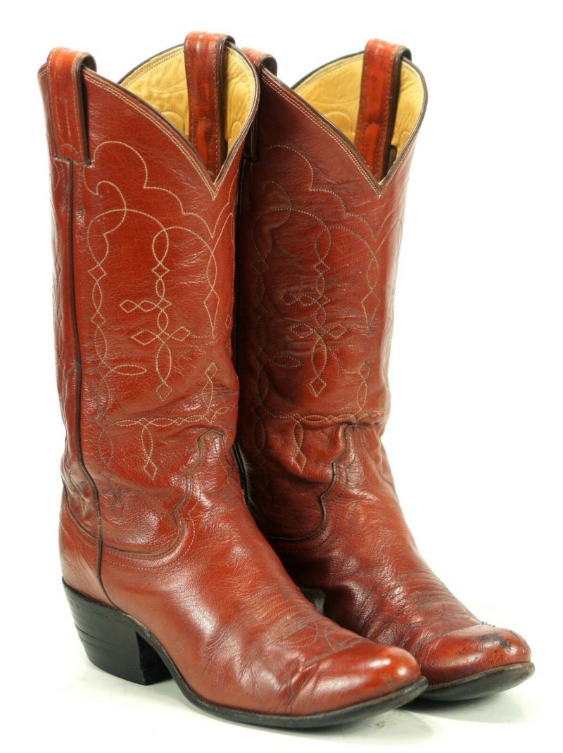 Justin Womens Western Cowboy Boho Boots Russet Red Leather Vintage US Made 6.5 A