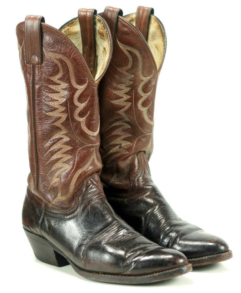 Abilene Men's Western Cowboy Boots Brown Leather Patina Vintage US Made ...