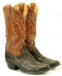 Justin Men's Lizard Exotic Cowboy Western Boots Two Tone Vintage US Made 8.5 D