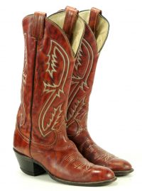 Tony Lama Women's Cordovan Marbled Leather Cowboy Boots Vintage Black Label 7.5