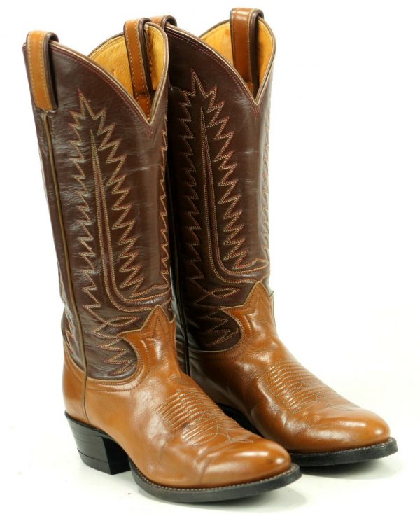 Tony Lama Women's Brown Leather Western Cowboy Boots Boho Vintage US Made 4.5 B