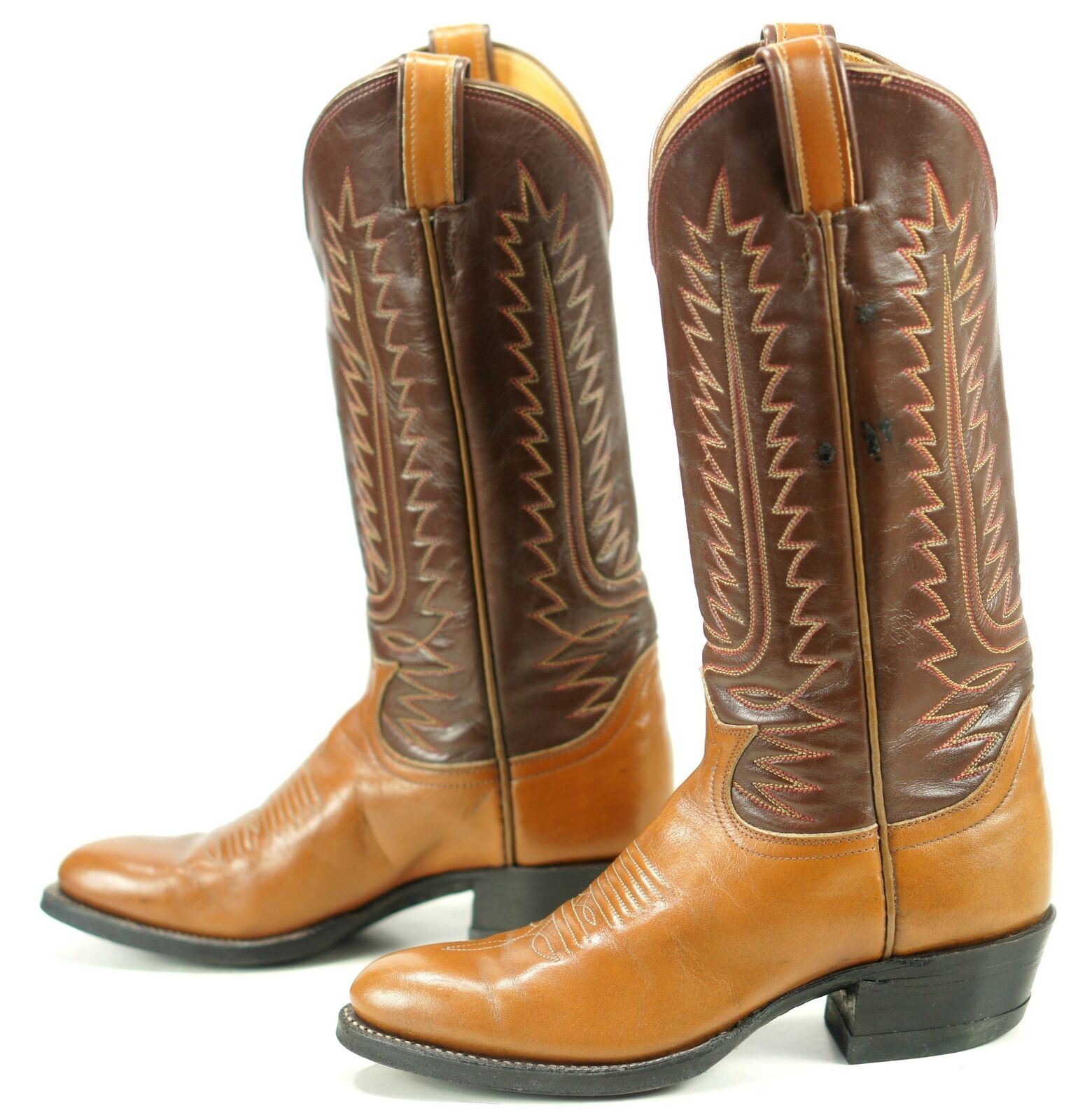 Tony Lama Women's Brown Leather Western Cowboy Boots Boho Vintage US