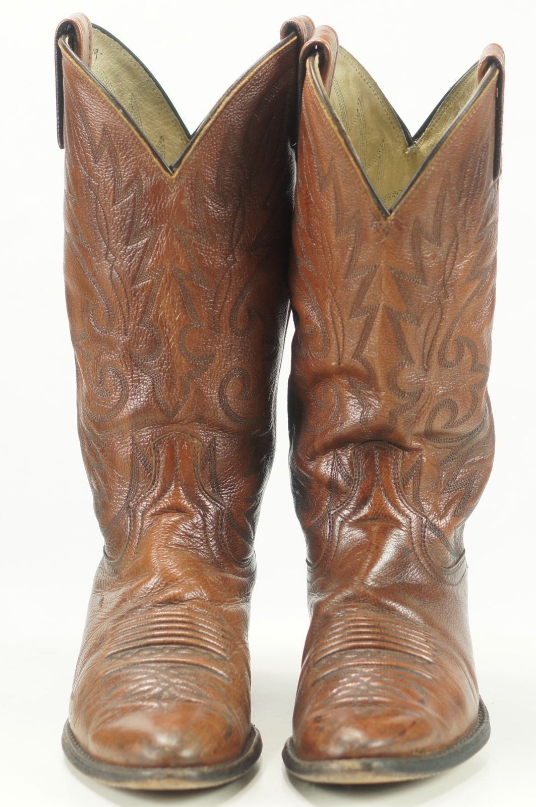 Dan Post Men's Saddle Brown Leather Vintage Cowboy Western Boots 8 D