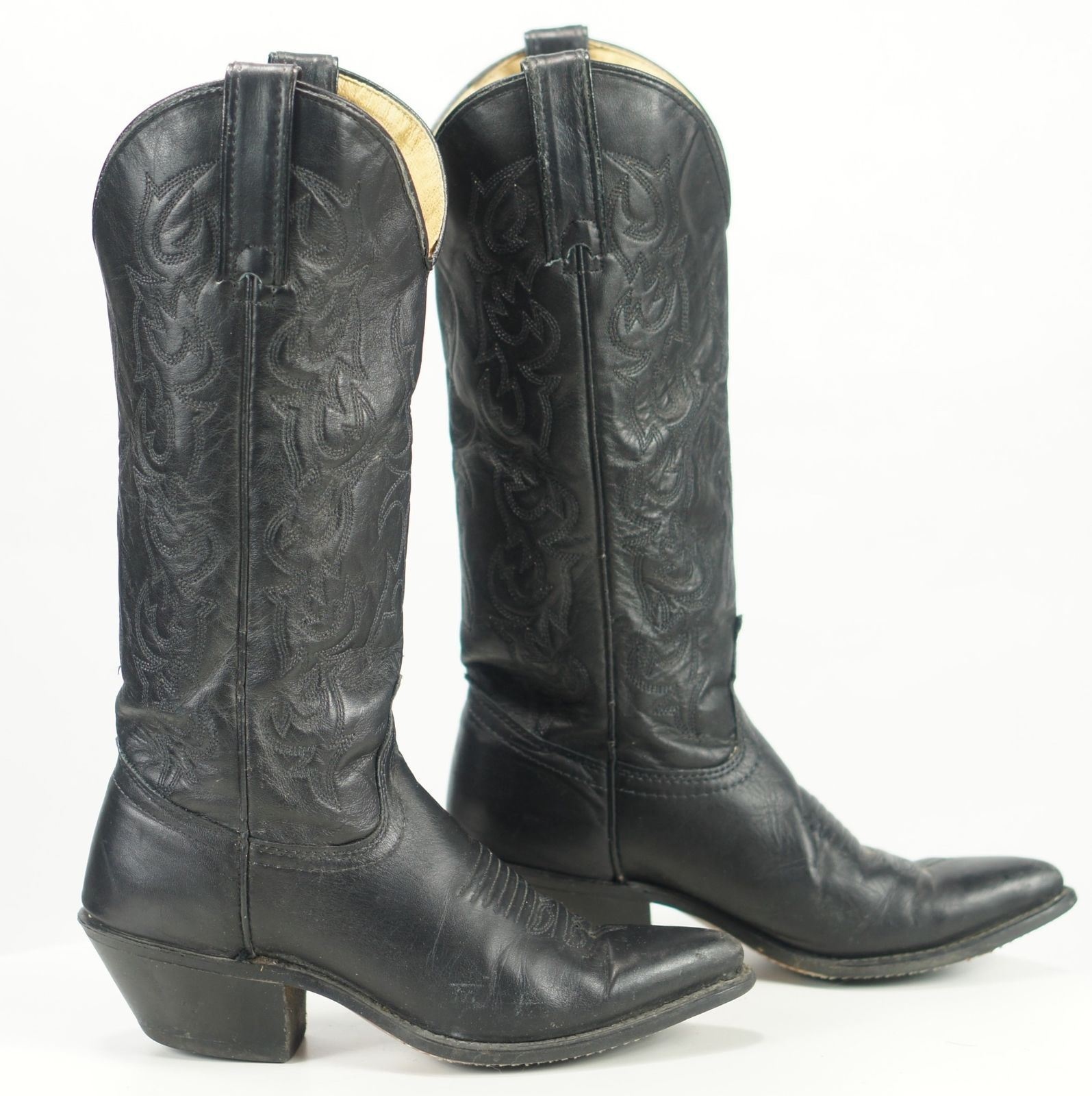 Wrangler Women's Western Cowboy Boots Black Boho Festival Vintage US Made 5 M