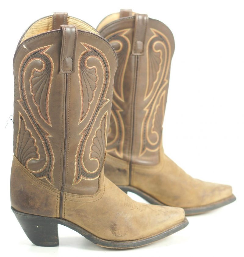 Laredo Canyon Collection Women's Brown Leather Cowboy Western Boots Snip Toe 7 M
