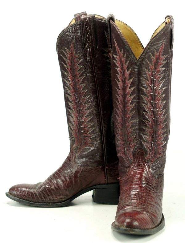 Tony Lama Women's Burgundy Lizard Tall Western Cowboy Boots Vintage TX Made 5 B