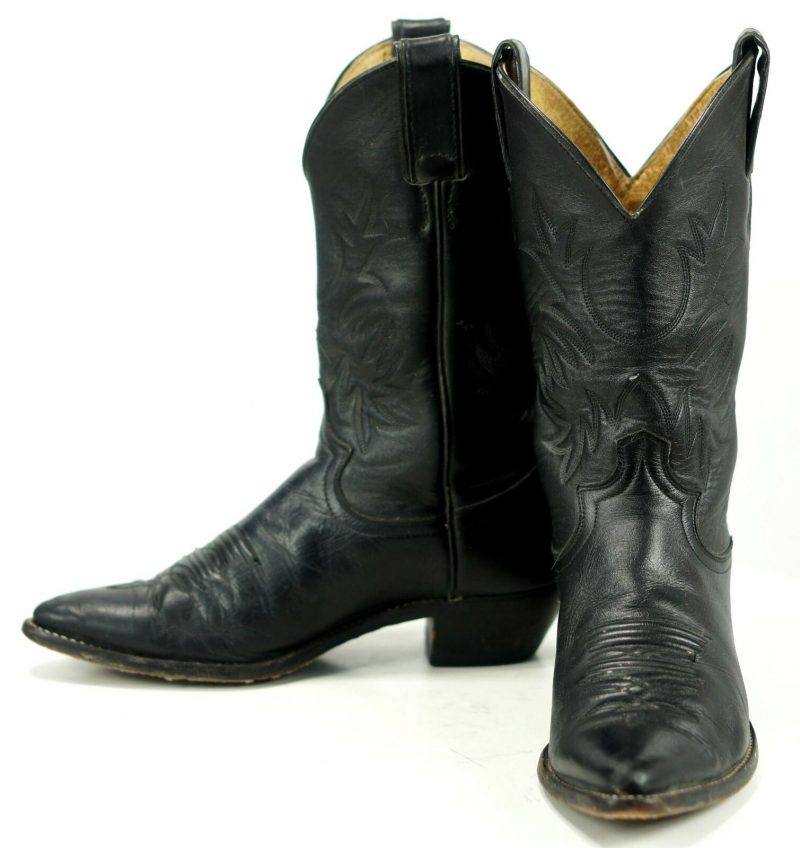 Justin Womens Short Black Leather Western Cowboy Cowgirl Boho Festival Boots 7 B