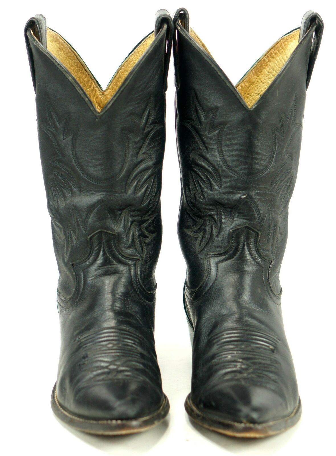 Justin Women's Short Black Leather Western Cowboy Cowgirl Boho Festival Boots 7 B oldrebelboots