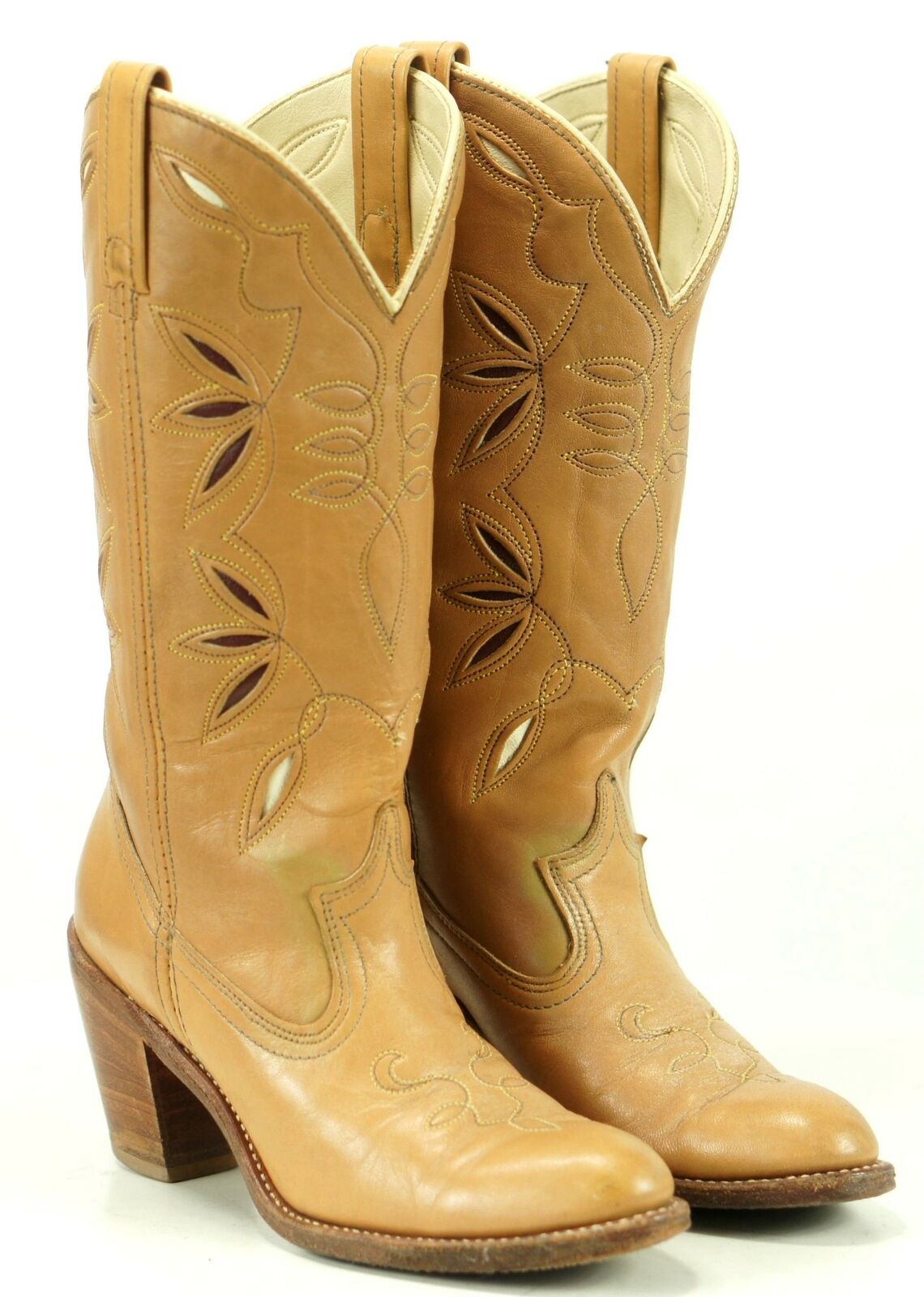 Acme Dingo Women's Flower Inlay Cowboy Boots Boho Festival Vintage US Made 7 M