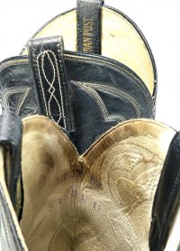 Vintage 1989 Dan Post Black Leather Cowboy Western Boots a270 (11)