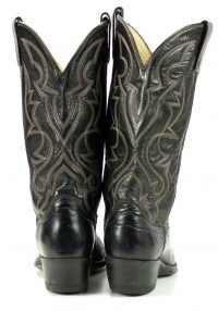Vintage 1989 Dan Post Black Leather Cowboy Western Boots a270 (4)
