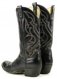 Vintage 1989 Dan Post Black Leather Cowboy Western Boots a270 (5)