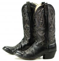 Vintage 1989 Dan Post Black Leather Cowboy Western Boots a270 (6)