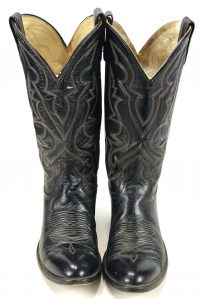 Vintage 1989 Dan Post Black Leather Cowboy Western Boots a270 (9)