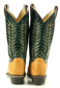 Vintage Justin Green & Tan Leather Cowboy Western Boots USA Made Women