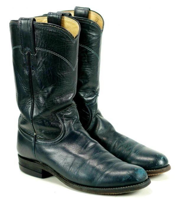 justin blue leather ropers womens (5)