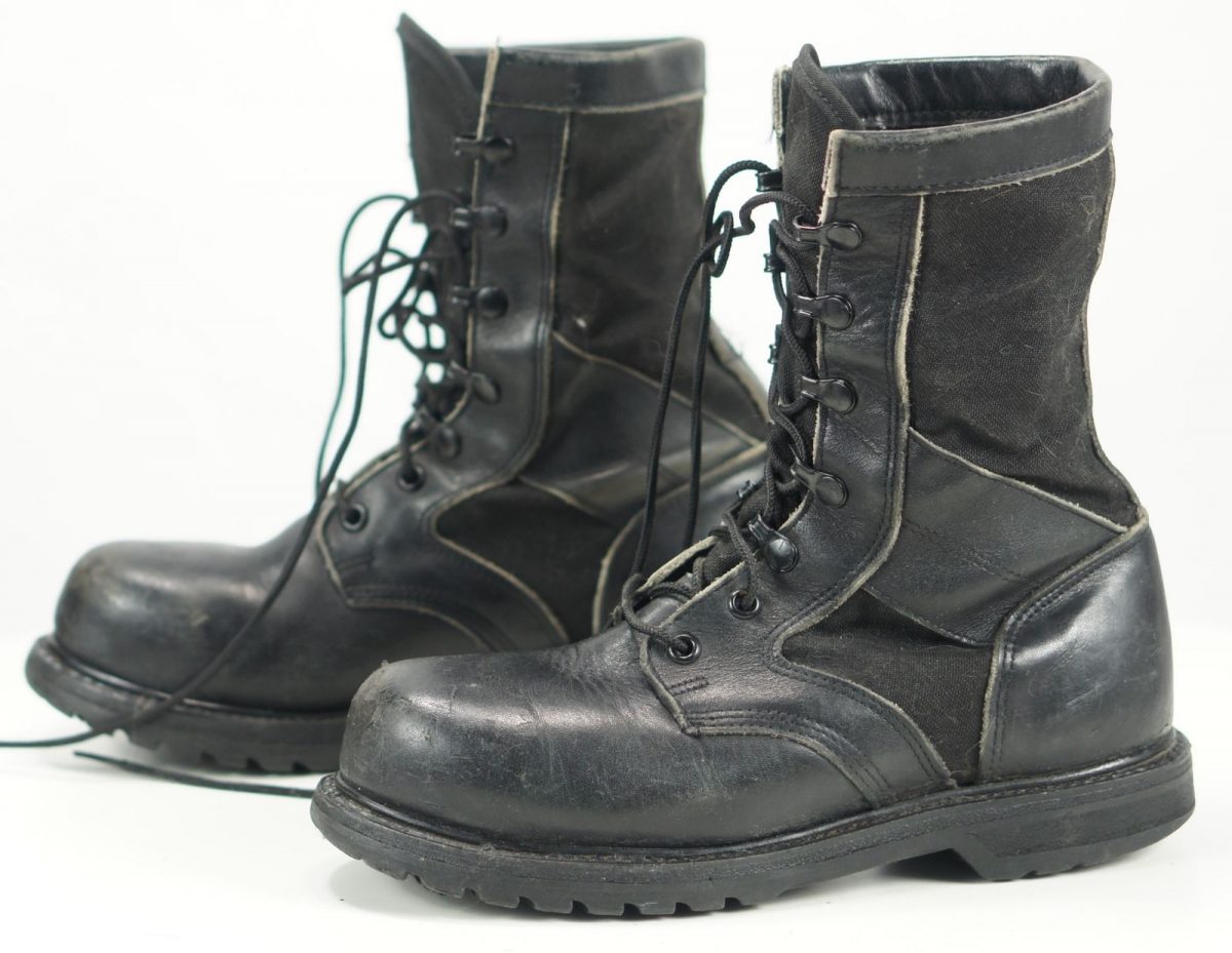 Women's Steel Toe Black Military Combat Boots 7 Hole Lace Up Vintage US ...