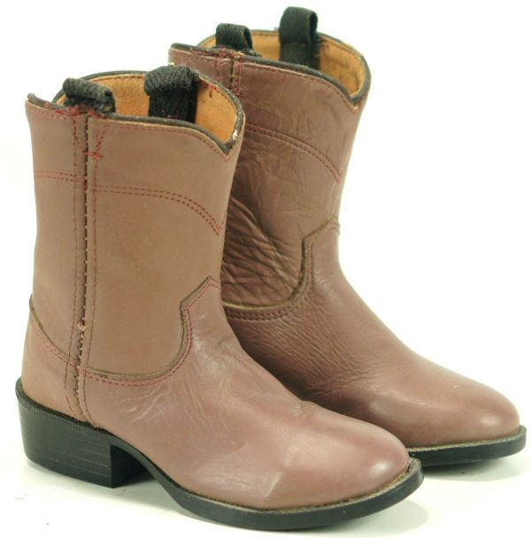 Baby Infant Leather Western Cowboy Roper Boots Round Toe Cloth Pulls Toddler (6)
