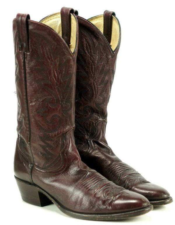 Dan Post Women's Burgundy Leather Vintage Cowboy Cowgirl Western Boots ...