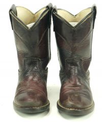 Laredo Toddlers Burgundy Leather Western Cowboy Boots Round Toe US Made Kids (1)