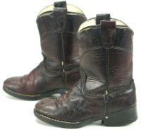 Laredo Toddlers Burgundy Leather Western Cowboy Boots Round Toe US Made Kids (2)