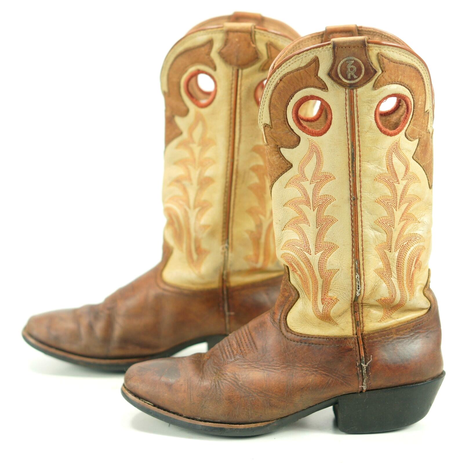 Tony Lama 3R Kid's Brown and Cream Leather Buckaroo Cowboy Western ...