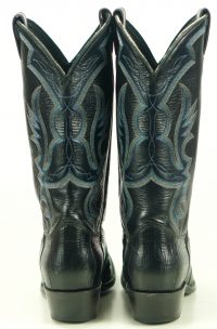 VINTAGE JUSTIN USA MADE BLACK LIZARD COWBOY BOOTS MENS (1)A