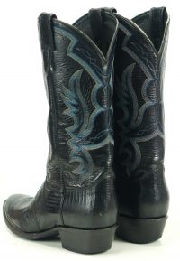 VINTAGE JUSTIN USA MADE BLACK LIZARD COWBOY BOOTS MENS (2)A