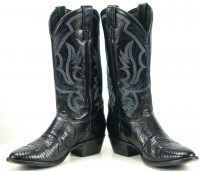 VINTAGE JUSTIN USA MADE BLACK LIZARD COWBOY BOOTS MENS (5)A