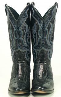 VINTAGE JUSTIN USA MADE BLACK LIZARD COWBOY BOOTS MENS (7)A