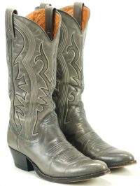 dan post gray leather cowboy western boots vintage spain men