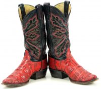 tony lama vintage red lizard cowboy western boots men