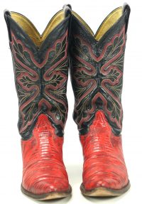 tony lama vintage red lizard cowboy western boots men