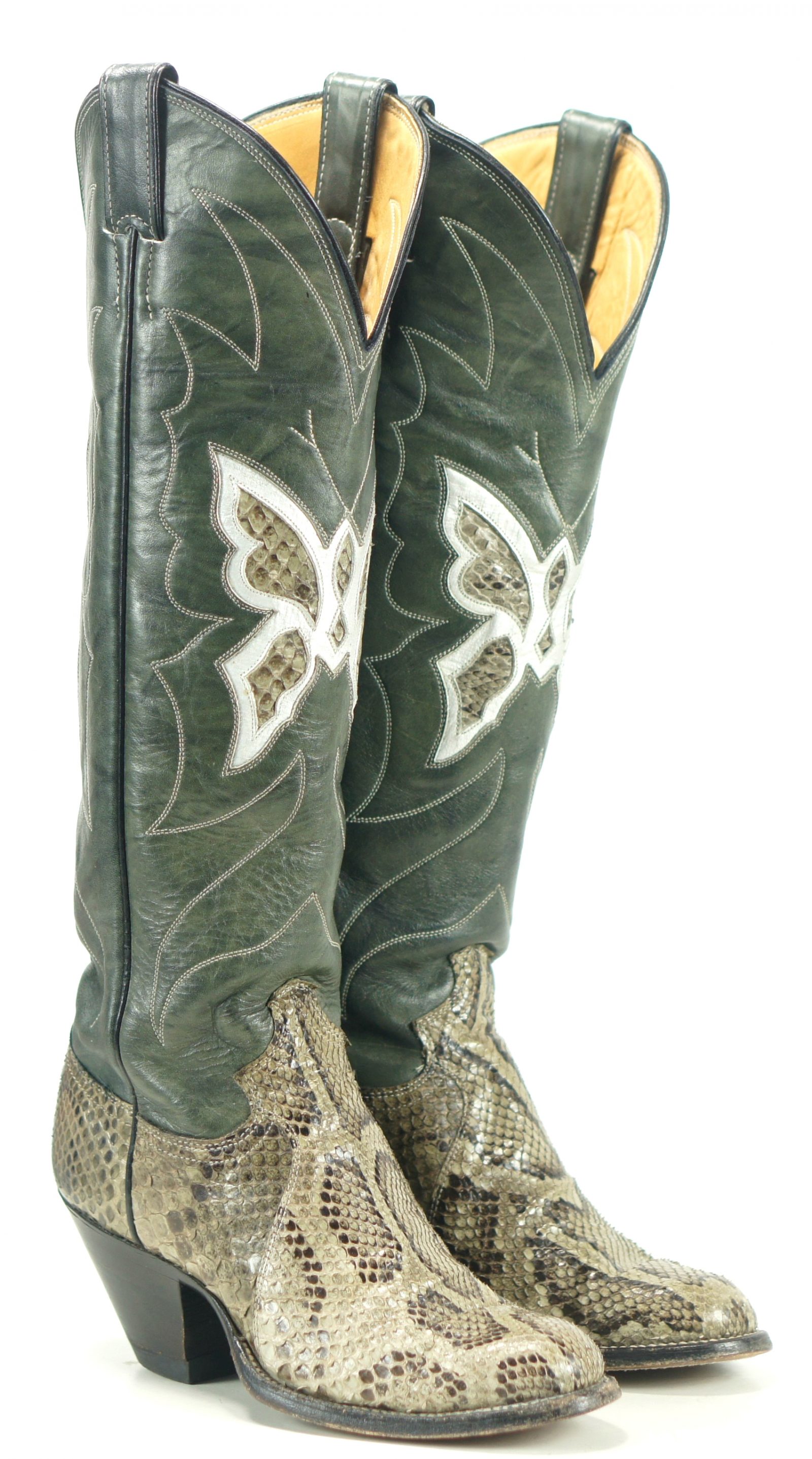 justin womens cowboy western boots knee huigh snakeskin butterflies (1)