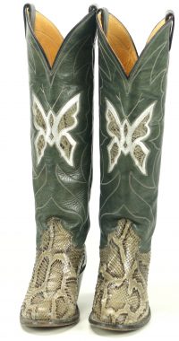 justin womens cowboy western boots knee huigh snakeskin butterflies (11)