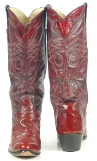 Custom Vintage 70s Burgundy Eelskin Cowboy Western Boho Boots Women