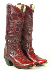 Custom Vintage 70s Burgundy Eelskin Cowboy Western Boho Boots Women