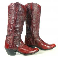Custom Vintage 70s Burgundy Eelskin Cowboy Western Boho Boots Women