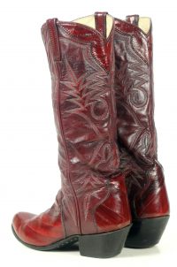 Custom Vintage 70s Burgundy Eelskin Cowboy Western Boho Boots Women