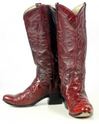 Custom Vintage 70s Burgundy Eelskin Cowboy Western Boho Boots Women