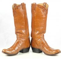 Custom Vintage 70s Caramel Brown Alligator Cowboy Western Boots Women