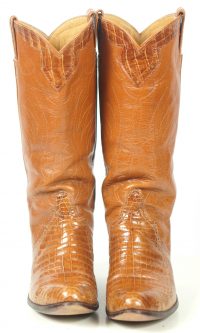 Custom Vintage 70s Caramel Brown Alligator Cowboy Western Boots Women