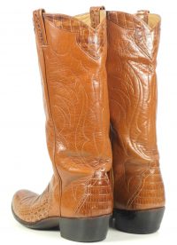 Custom Vintage 70s Caramel Brown Alligator Cowboy Western Boots Women