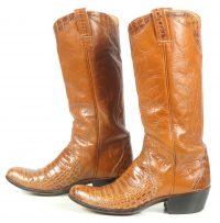 Custom Vintage 70s Caramel Brown Alligator Cowboy Western Boots Women