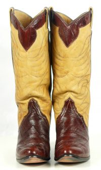 Custom Vintage 70s Mahogany & Butter Yellow Eelskin Cowboy Boots Women