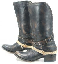Freebird by Steven Drove Distressed Black Leather Biker Boots Back Zip Womens 7 (4)