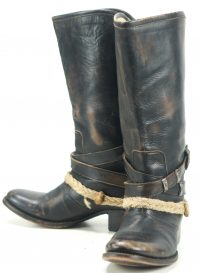 Freebird by Steven Drove Distressed Black Leather Biker Boots Back Zip Womens 7 (5)
