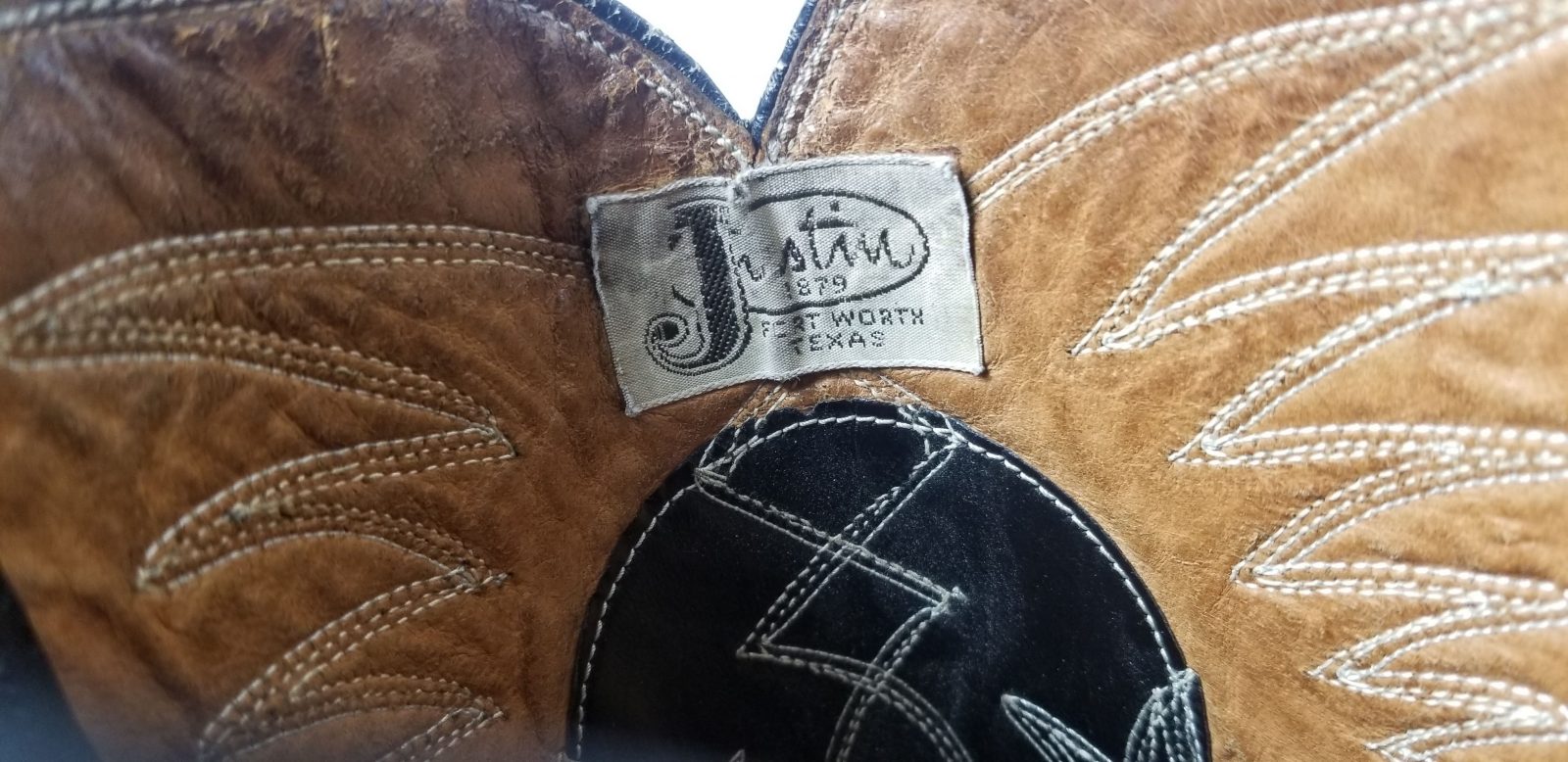 Justin Ft Worth Black Cowboy Boots Pointy Toe Vintage 70s US Made Men