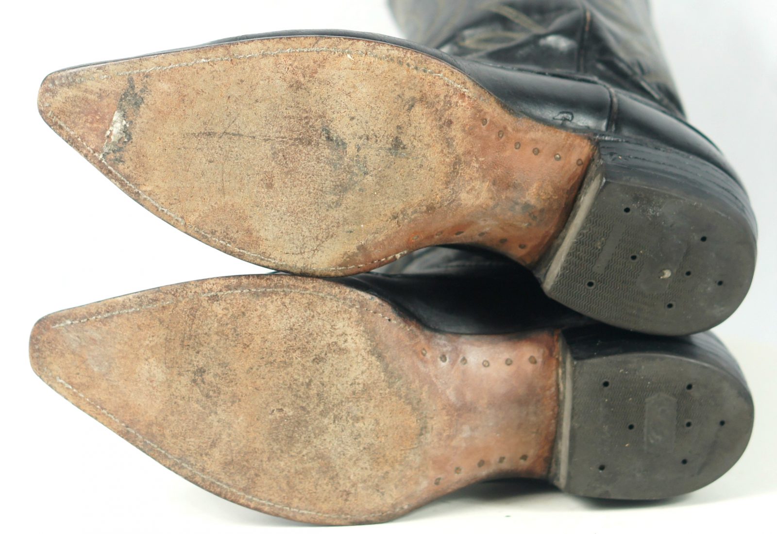 Justin Ft Worth Black Cowboy Boots Pointy Toe Vintage 70s US Made Men